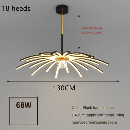 Iron-Art LED Chandelier – Remote & Voice-Control Pendant (10–15 Heads) – Duvencioglu