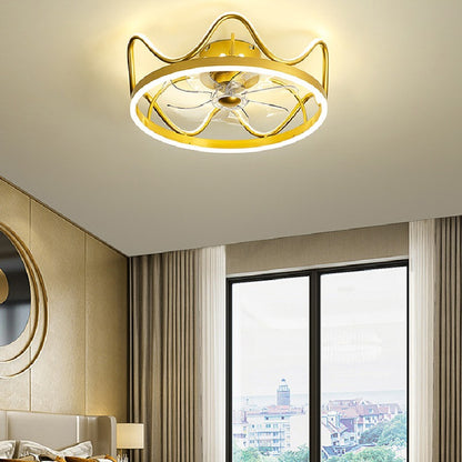 Modern Invisible Fan Chandelier with Rattan Accents – Remote, App & Voice Control (45 × H18 cm) – Duvencioglu