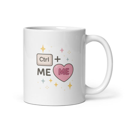 Ctrl + Me Time Mug – Y2K Keyboard Quote Gift for Calm & Confident Days – Duvencioglu