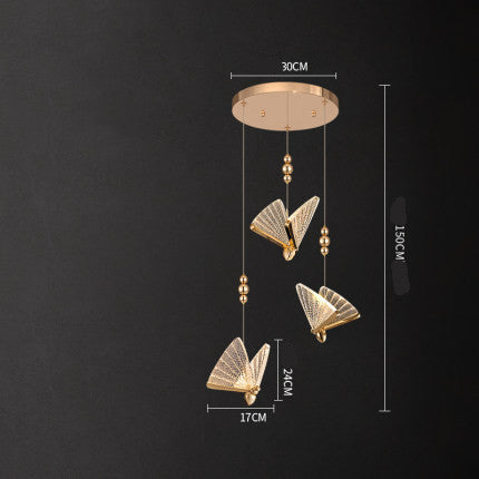 Butterfly Zinc-Alloy LED Chandelier – Remote-Control Pendant (1.5 m) – Duvencioglu