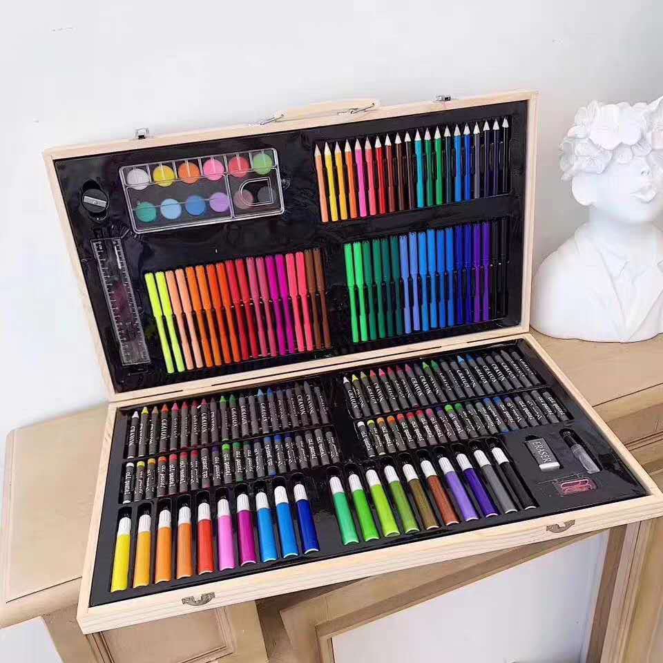 Complete Watercolor Art Set in a Wooden Case - Professional Kit – Duvencioglu