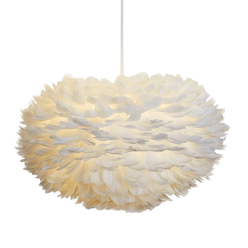 Nordic Feather LED Bedside Chandelier – 30 cm Romantic Pendant – Duvencioglu
