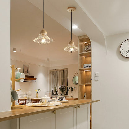 Nordic Solid Wood & Glass 3-Head Chandelier – Modern Minimalist Pendant – Duvencioglu