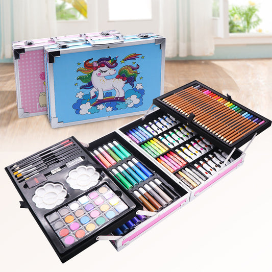 Complete Crayon & Watercolor Painting Set - Portable Aluminum Case – Duvencioglu