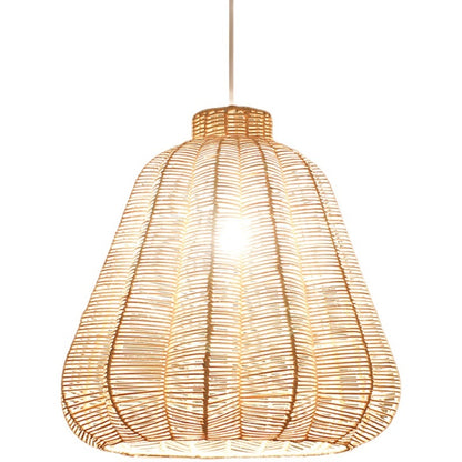 Handwoven Japanese Zen Rattan LED Chandelier – Multi-Size Straw Pendant – Duvencioglu