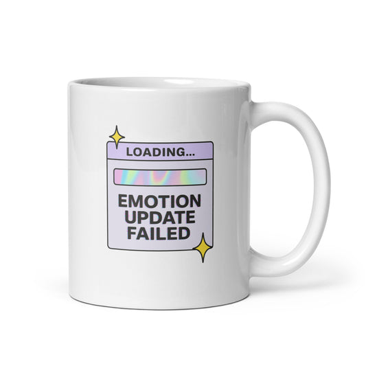 Emotion Update Failed Mug – Loading Bar Y2K Sad Glitchy Aesthetic Cup – Duvencioglu