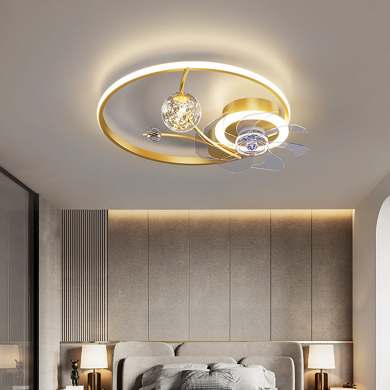 Nordic Remote-Control LED Ceiling Fan Chandelier – Gold & Black – Duvencioglu