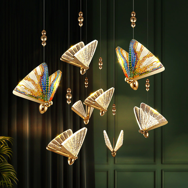Butterfly Zinc-Alloy LED Chandelier – Remote-Control Pendant (1.5 m) – Duvencioglu