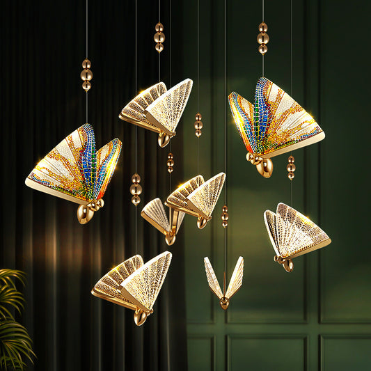 Butterfly Zinc-Alloy LED Chandelier – Remote-Control Pendant (1.5 m) – Duvencioglu