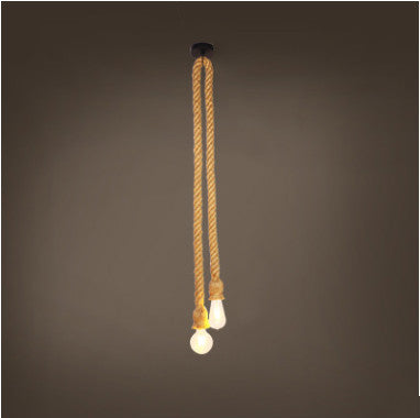 Retro Industrial Hemp-Rope Chandelier – Single & Double-Head Pendant – Duvencioglu