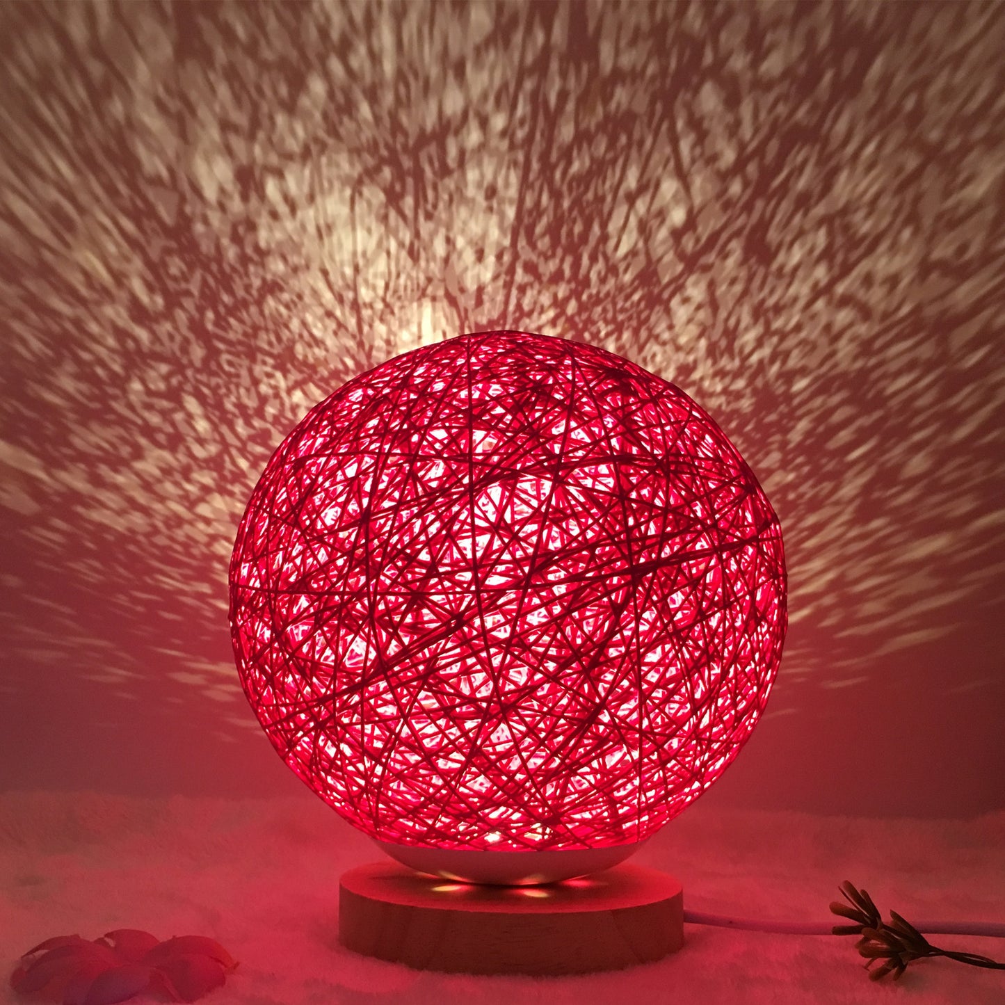 Creative Linen & Rattan Ball Table Lamp with Remote Control – Duvencioglu