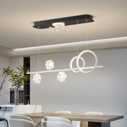 Smart Oscillating Fan Chandelier – Modern Iron & Acrylic LED Pendant – Duvencioglu