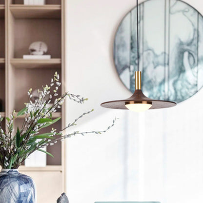 Nordic Retro Flying Saucer Chandelier – Wood & Iron Pendant for Bars – Duvencioglu