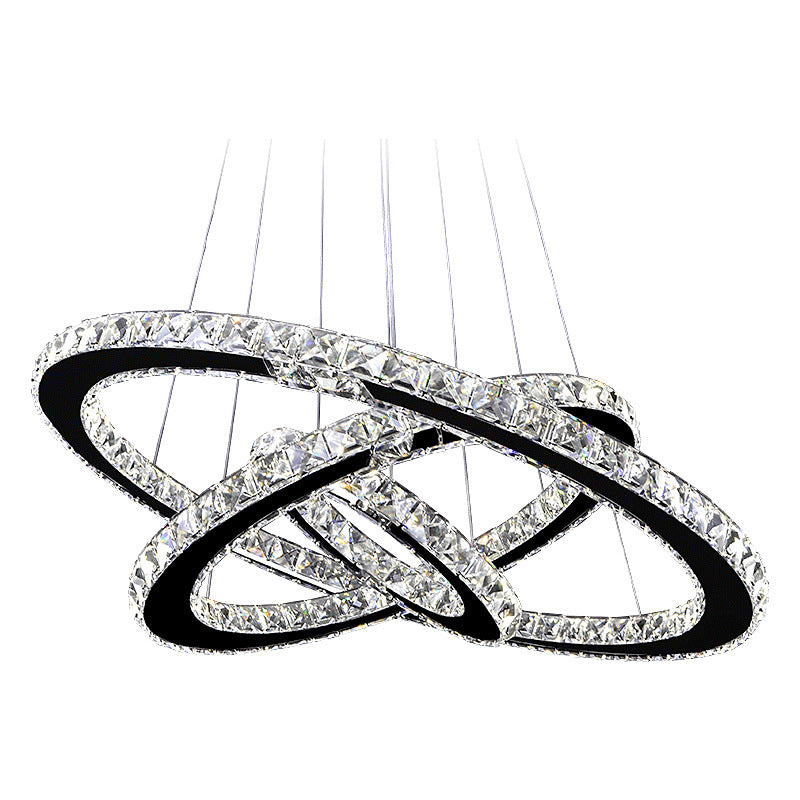 Modern Stainless-Steel Ring Crystal LED Chandelier – Remote-Control Pendant – Duvencioglu