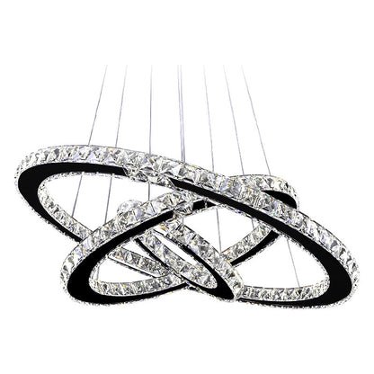 Modern Stainless-Steel Ring Crystal LED Chandelier – Remote-Control Pendant – Duvencioglu