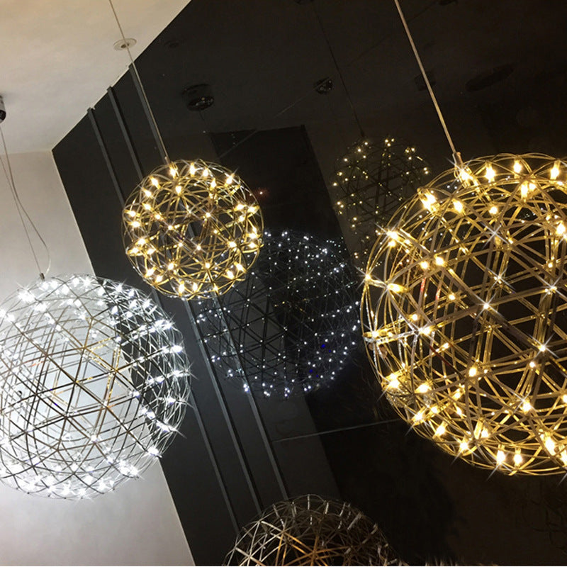 Gypsophila Dandelion Spark Ball Chandelier – Creative Firework LED Pendant – Duvencioglu