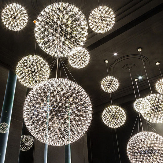 Gypsophila Dandelion Spark Ball Chandelier – Creative Firework LED Pendant – Duvencioglu
