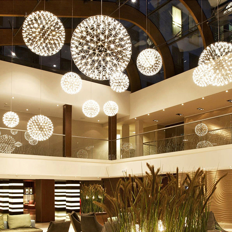 Gypsophila Dandelion Spark Ball Chandelier – Creative Firework LED Pendant – Duvencioglu