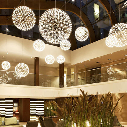 Gypsophila Dandelion Spark Ball Chandelier – Creative Firework LED Pendant – Duvencioglu