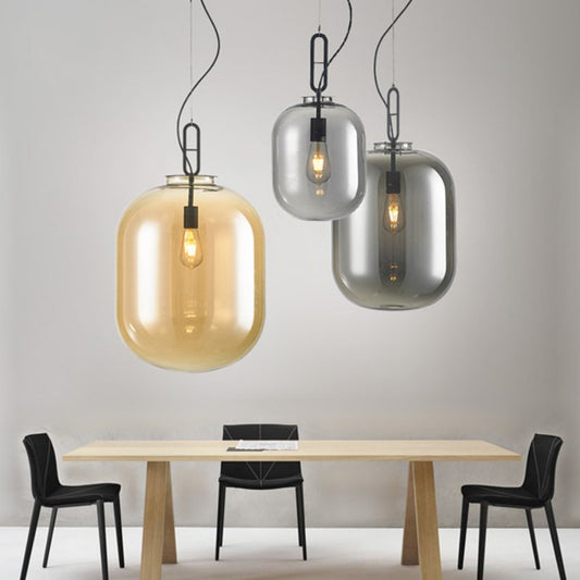 Nordic “Melon” Glass LED Chandelier – Restaurant Pendant (Ø 245/300/440 mm) – Duvencioglu