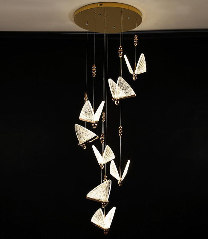 Butterfly LED Chandelier – 36V Decorative Pendant – Duvencioglu