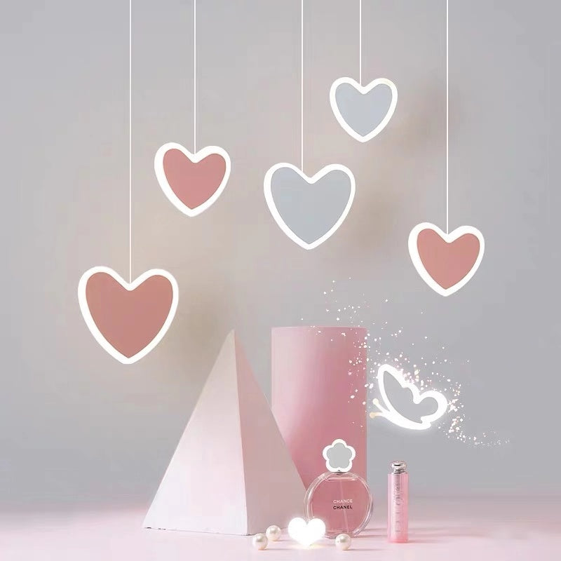 Creative Iron LED Chandelier – Butterfly, Flower & Heart Shapes (100–200 mm) – Duvencioglu