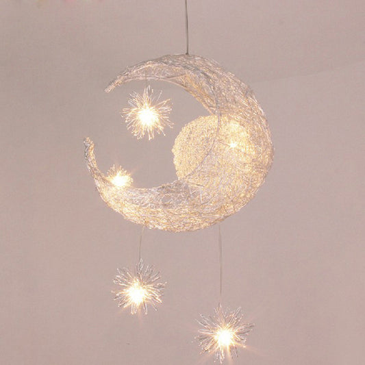 Aluminum-Star & Moon LED Chandelier – 250 mm Zinc-Alloy Pendant – Duvencioglu
