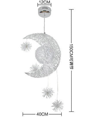 Aluminum-Star & Moon LED Chandelier – 250 mm Zinc-Alloy Pendant – Duvencioglu