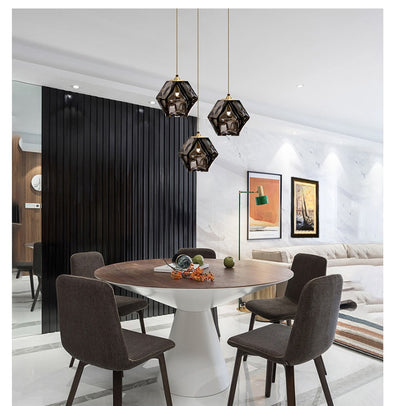 Rubik’s Cube-Inspired Glass LED Chandelier – 20 cm Pendant – Duvencioglu
