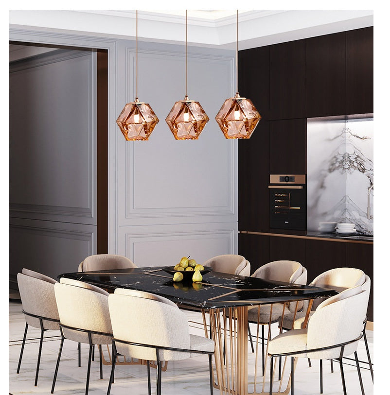 Rubik’s Cube-Inspired Glass LED Chandelier – 20 cm Pendant – Duvencioglu