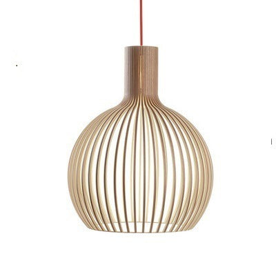Nordic Birdcage Solid-Wood LED Chandelier – Retro Pendant – Duvencioglu