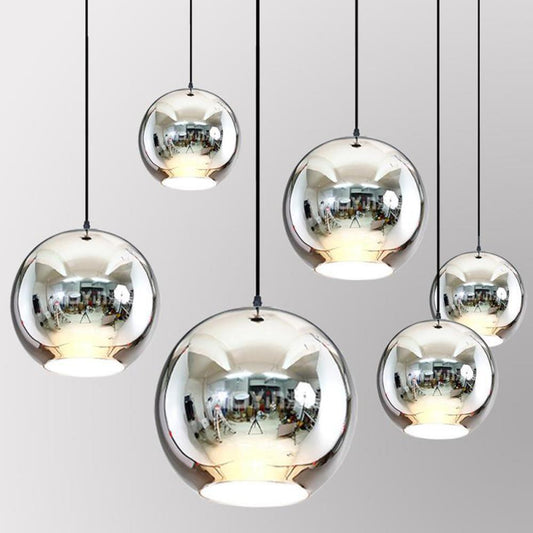 Electroplated Round Glass LED Chandelier – Café & Bar Pendant (1.5 m Drop) – Duvencioglu