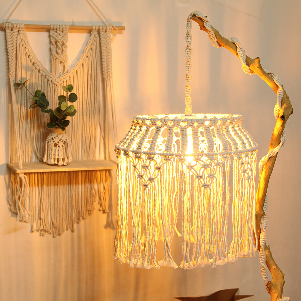 Nordic Boho Woven Lampshade - Creative Cotton Rope Wall Decor – Duvencioglu