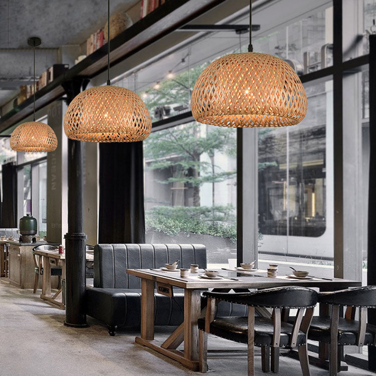 American Garden Bamboo Rattan Chandelier – Southeast Asian Pendant (Ø 600 mm) – Duvencioglu