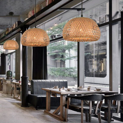 American Garden Bamboo Rattan Chandelier – Southeast Asian Pendant (Ø 600 mm) – Duvencioglu