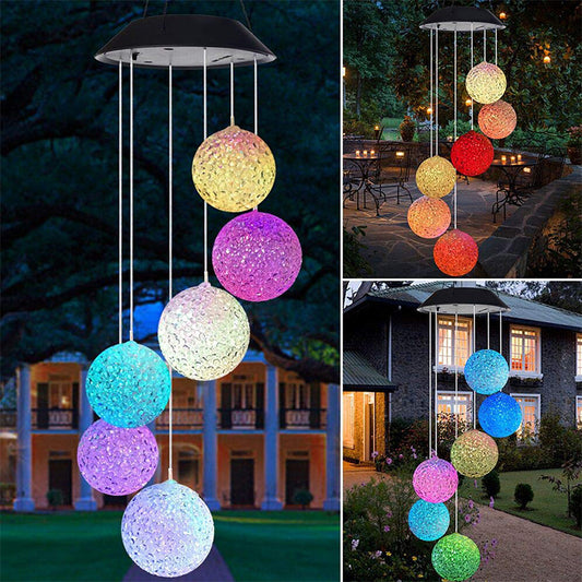 Solar-Powered Color-Changing Wind Chime Chandelier – IP65 Outdoor Pendant – Duvencioglu