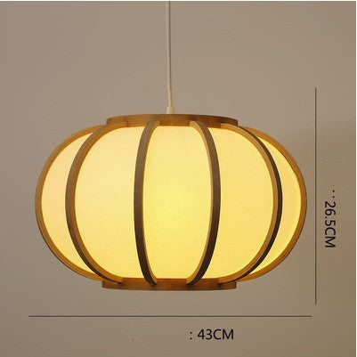 Wooden Lantern Pendant – Single-Head LED Chandelier (Ø15–43 cm) – Duvencioglu