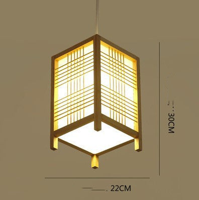Wooden Lantern Pendant – Single-Head LED Chandelier (Ø15–43 cm) – Duvencioglu