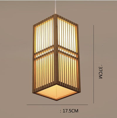 Wooden Lantern Pendant – Single-Head LED Chandelier (Ø15–43 cm) – Duvencioglu