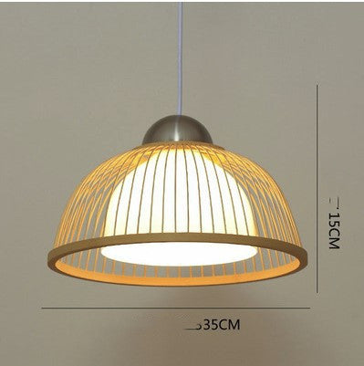 Wooden Lantern Pendant – Single-Head LED Chandelier (Ø15–43 cm) – Duvencioglu