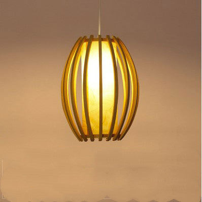 Wooden Lantern Pendant – Single-Head LED Chandelier (Ø15–43 cm) – Duvencioglu