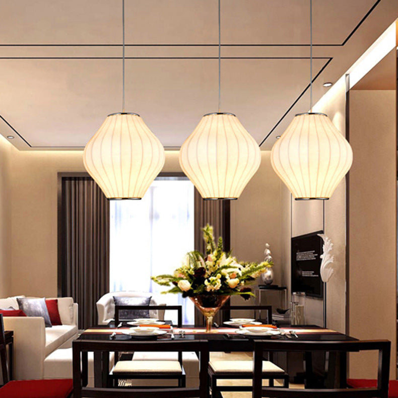 Japanese Silk Fabric Chandelier – Modern Minimalist Pendant (Ø 40 cm) – Duvencioglu