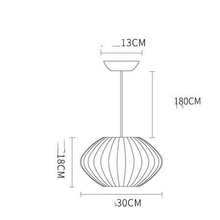 Japanese Silk Fabric Chandelier – Modern Minimalist Pendant (Ø 40 cm) – Duvencioglu