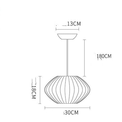 Japanese Silk Fabric Chandelier – Modern Minimalist Pendant (Ø 40 cm) – Duvencioglu