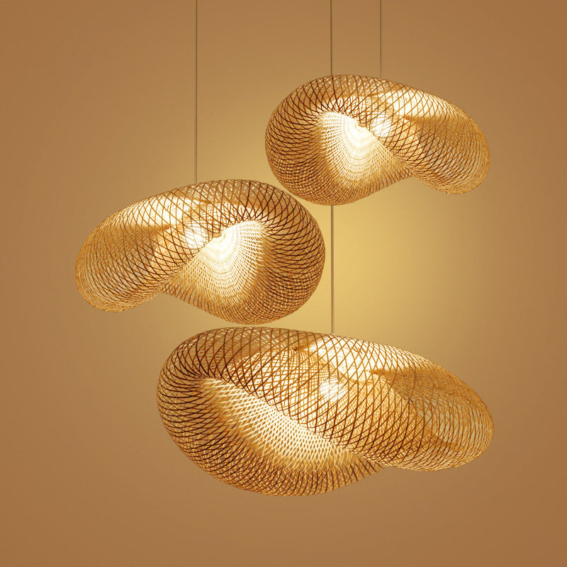 Zen Bamboo Tea-Room Chandelier – Ø 40 cm Chinese-Style Pendant – Duvencioglu