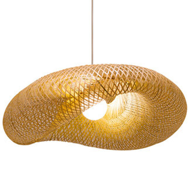 Zen Bamboo Tea-Room Chandelier – Ø 40 cm Chinese-Style Pendant – Duvencioglu