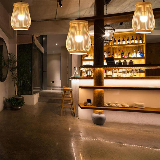 Zen Bamboo Lantern Chandelier – Japanese & Chinese Style Pendant – Duvencioglu