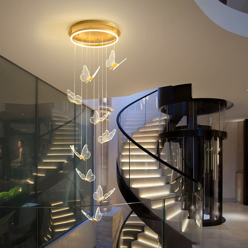 Duplex Revolving LED Chandelier – 3–24 Heads Gold Pendant – Duvencioglu