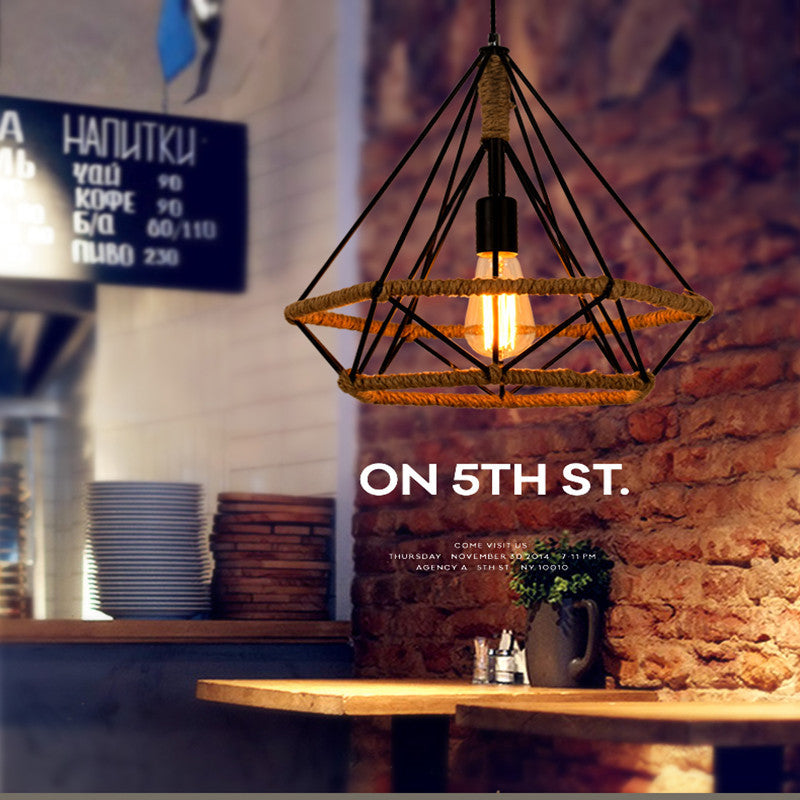 Rustic Twine LED Chandelier – Industrial Iron Pendant (Ø 25 cm & Ø 38 cm) – Duvencioglu