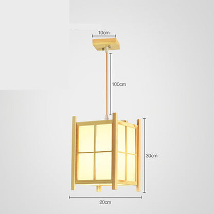 Wooden Tatami-Style LED Chandelier – 20–24×28–43 cm Pendant (Homestay & Tea Room) – Duvencioglu